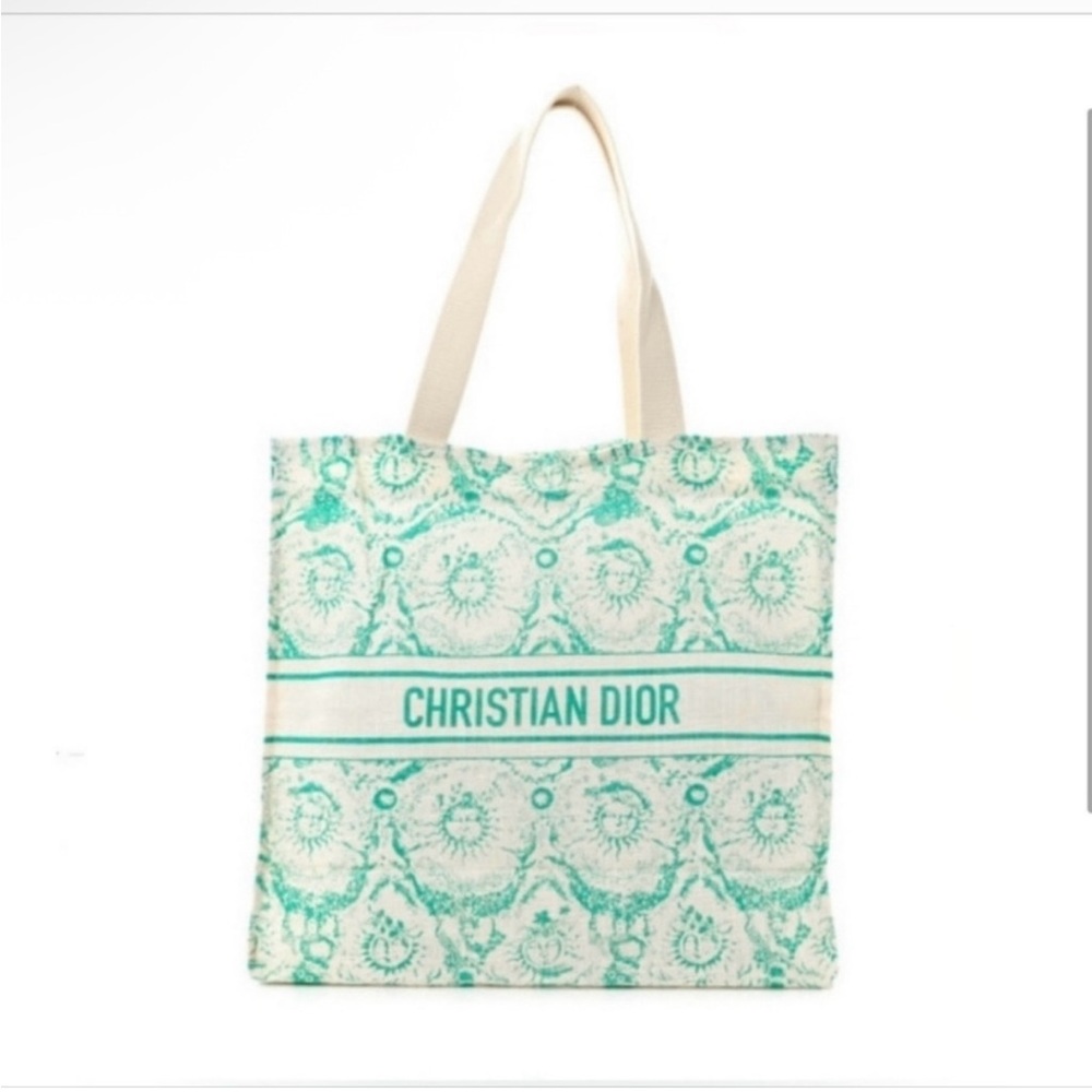 Dior Cream and Green Patterned Tote